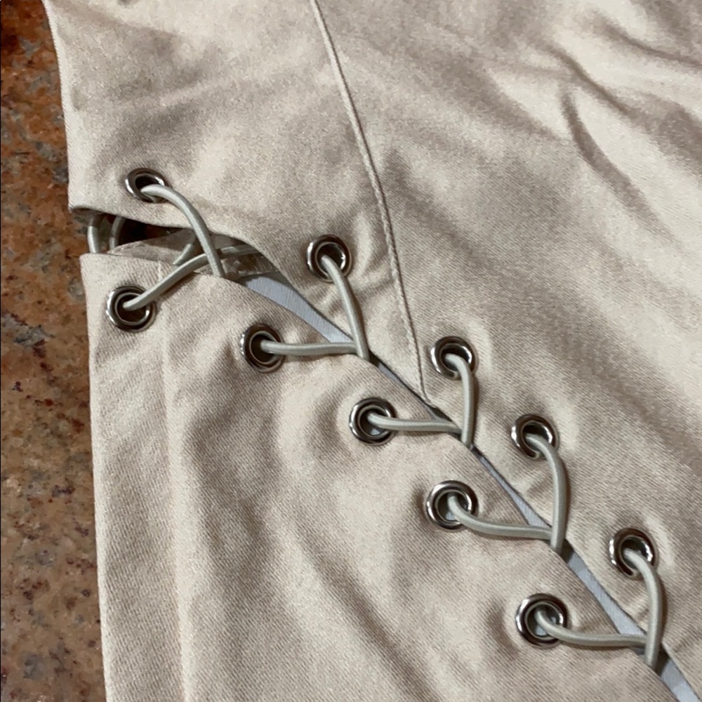 Elegant Cream Lace-Up Dress